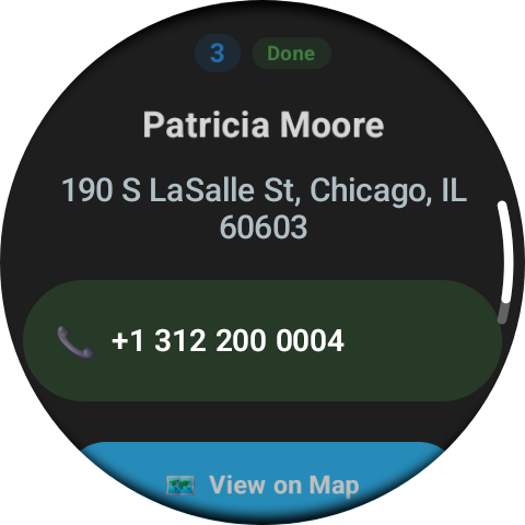 EfiRoute delivery app on Apple Watch and Wear OS smartwatches